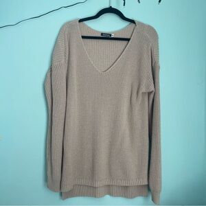 Beige V-Neck Sweater